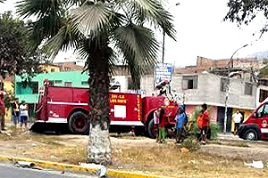 Bomberos chocaron contra un árbol en Comas