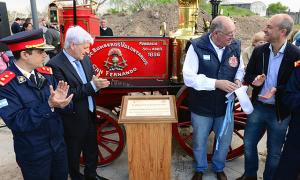 Andreotti colocó la piedra fundamental del nuevo cuartel de los Bomberos de San Fernando