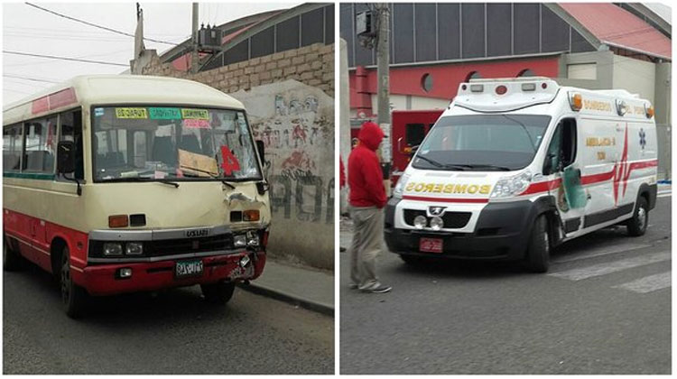 Minibús colisiona contra ambulancia de los bomberos