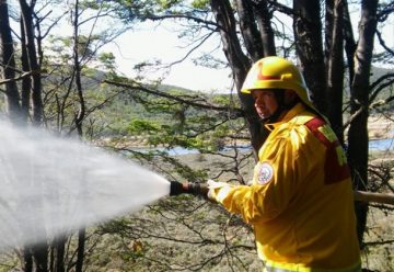 Forestales, entrenamiento en conjunto con Bomberos de Ushuaia