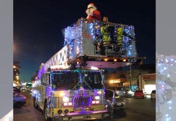 Papá Noel recorre los barrios junto a la «Reina» de Bomberos de General Pacheco