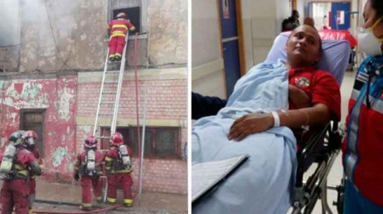 Bombero resultó herido durante rescate de atrapados en incendio
