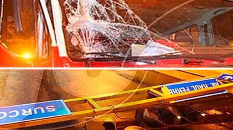 Bomberos se chocan contra semáforo de camino a emergencia
