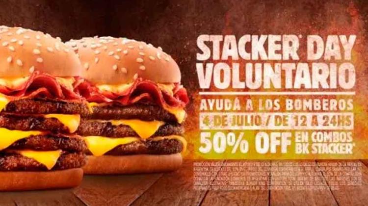 Burger King Ayuda a los bomberos: 50% OFF en tu combo Stacker