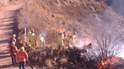 Evolucionan favorablemente los bomberos del incendio de Andalgalá