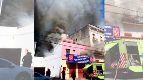Incendio en depósito de ropa de un local benéfico