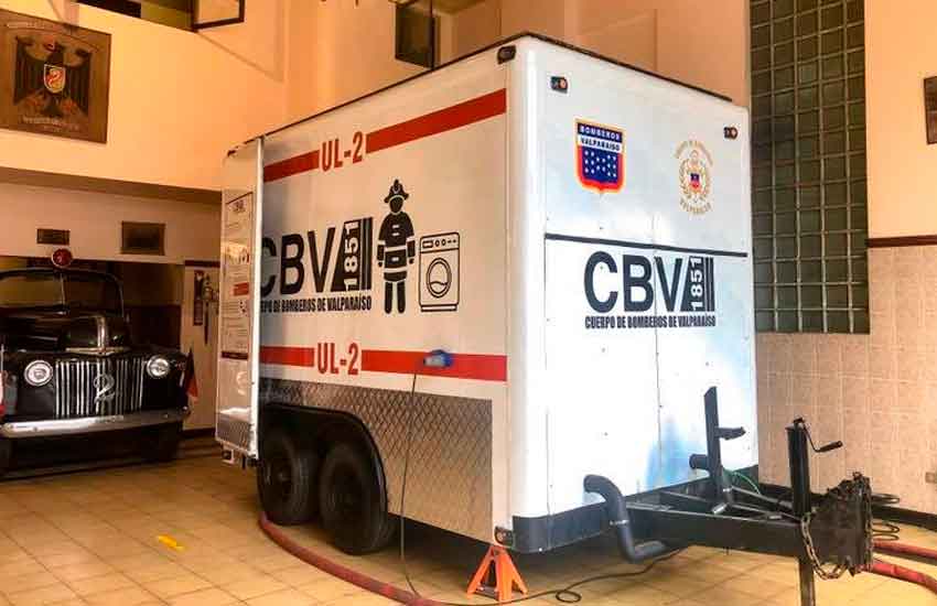 Carro de lavandería del Cuerpo de Bomberos de Valparaíso