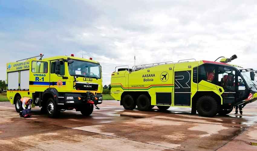 Equipa el aeropuerto de Yacuiba con dos modernos carros bomberos