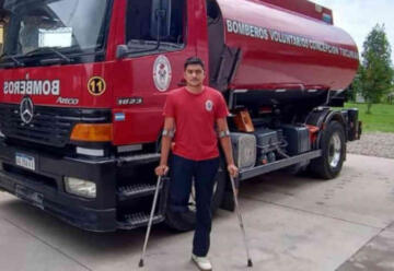 Luciano es bombero, perdió una pierna, pero no su sueño