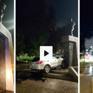 Conductor ebrio choca contra Monumento al Bombero en Concepción