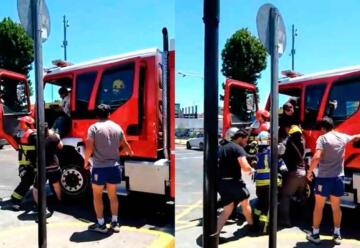 Sujeto intentó robarse un carro de bomberos en plena emergencia