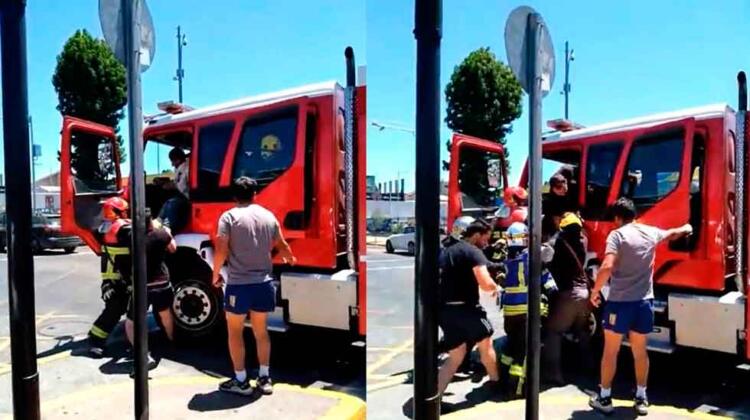 Sujeto intentó robarse un carro de bomberos en plena emergencia
