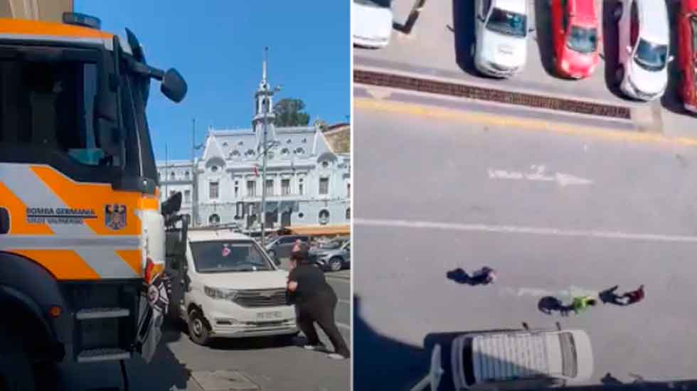 Vehículo mal estacionado bloqueó salida de Bomberos en Valparaíso