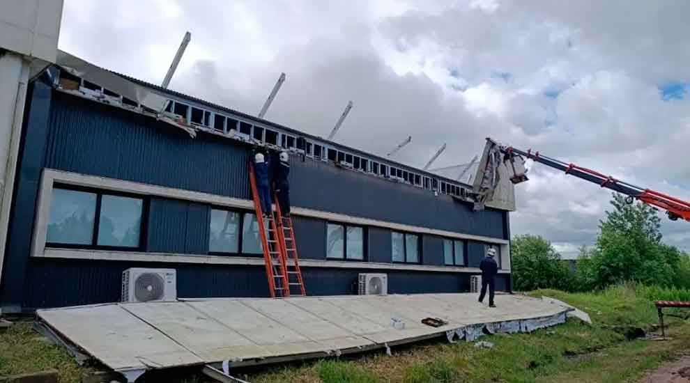 Colapsó la estructura del Centro de Entrenamiento y Capacitación de Villa Elisa
