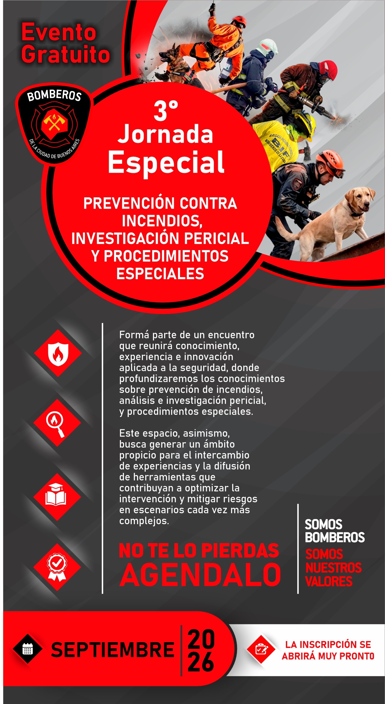 El Cuerpo de Bomberos de la Ciudad lanza su 3° Jornada de Prevención e Investigación