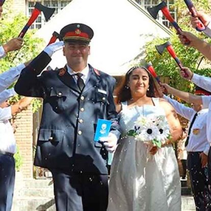 Abigail e Iván celebraron su unión rodeados por el cuartel funense