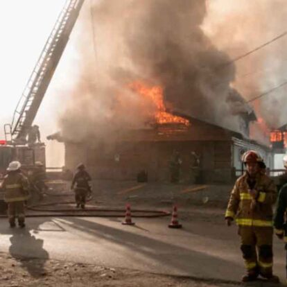 Dos bomberos hospitalizados y pérdidas totales por un incendio en el Hotel Huemul