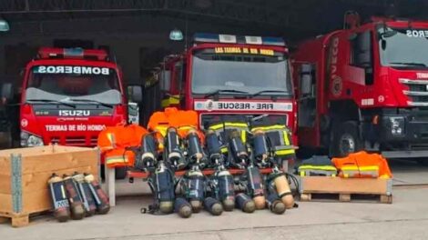 Los Bomberos Voluntarios de Las Termas recibieron una donación desde Bélgica